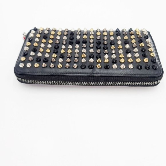 CHRISTIAN LOUBOUTIN Clutch Black PANETTONE Leather Wallet Empire Spike NO OFFERS - Picture 5 of 11